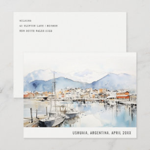 Ushuaia Argentina Landscape Watercolor Travel Holiday Postcard