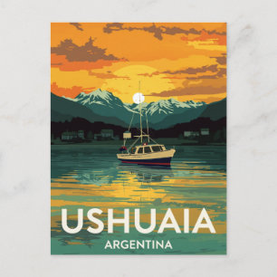 Ushuaia Argentina Sunset Boat Beagle Postcard
