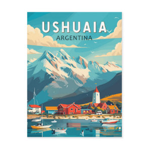 Ushuaia Argentina Travel Art Vintage Postcard