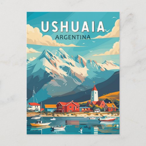 Ushuaia Argentina Travel Art Vintage Postcard