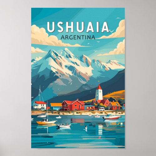 Ushuaia Argentina Travel Art Vintage Poster