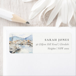 Ushuaia, Argentina Watercolor Landscape Address Label
