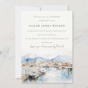 Ushuaia, Argentina Watercolor Landscape Birthday Invitation