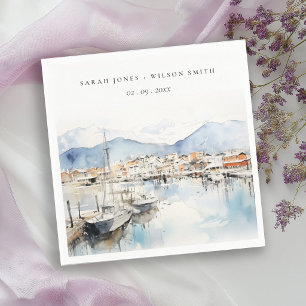 Ushuaia, Argentina Watercolor Landscape Wedding Napkins