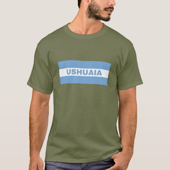 Ushuaia in Argentine Flag Colors T-Shirt (Front)