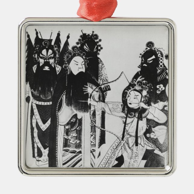 Using a bow at the gate of Yven Metal Ornament (Front)