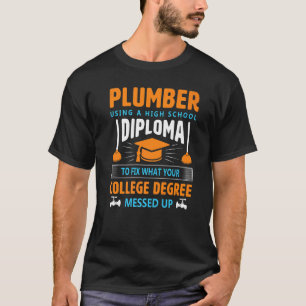Using A High School Diploma  Heating Engineer Plum T-Shirt