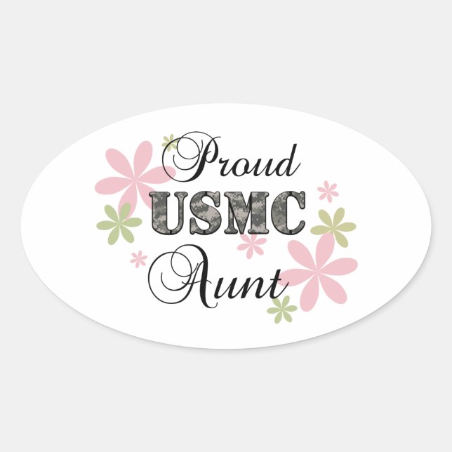 USMC Aunt [fl camo] Oval Sticker (Front)