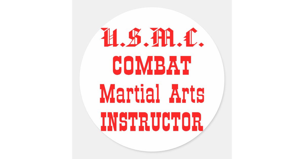 USMC Combat Martial Arts Instructor Classic Round Sticker Zazzle