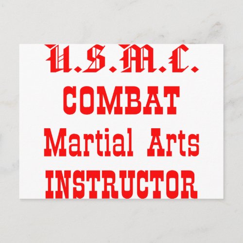 USMC Combat Martial Arts Instructor Postcard