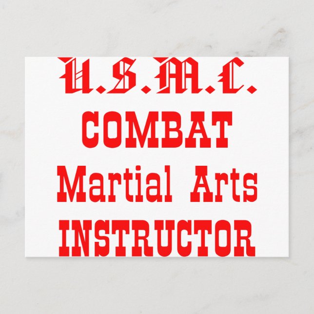 USMC Combat Martial Arts Instructor Postcard (Front)