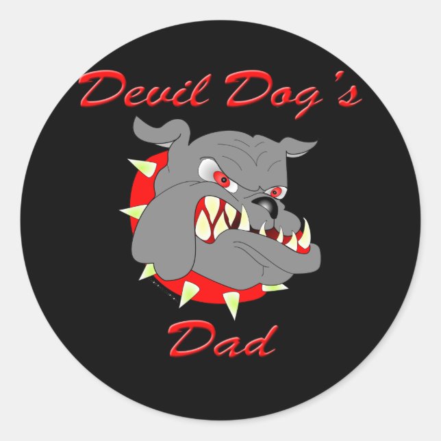 USMC Devil Dog's Dad Classic Round Sticker (Front)