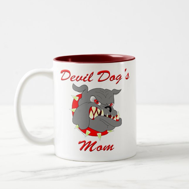 USMC Devil Dog's Mom Two-Tone Coffee Mug (Left)