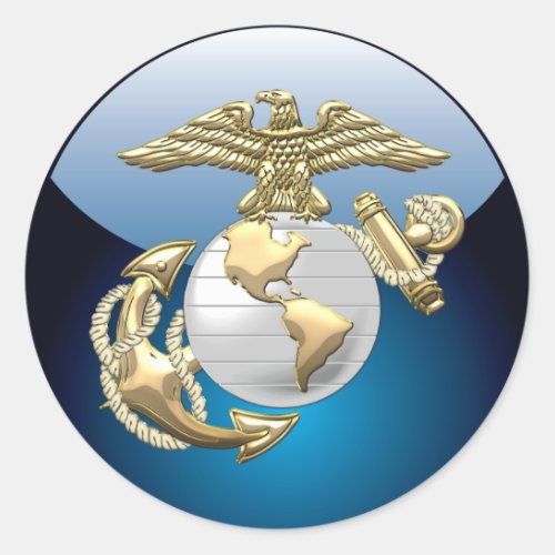 USMC Eagle Globe  Anchor EGA 3D Classic Round Sticker