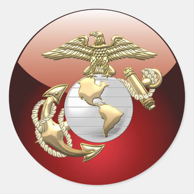 USMC Eagle, Globe & Anchor (EGA) [3D] Classic Round Sticker (Front)