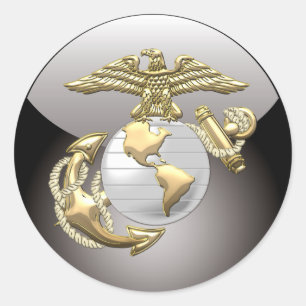 USMC Eagle, Globe & Anchor (EGA) [3D] Classic Round Sticker