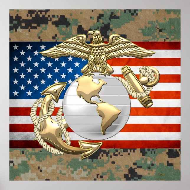 USMC Eagle, Globe & Anchor (EGA) [3D] Poster (Front)