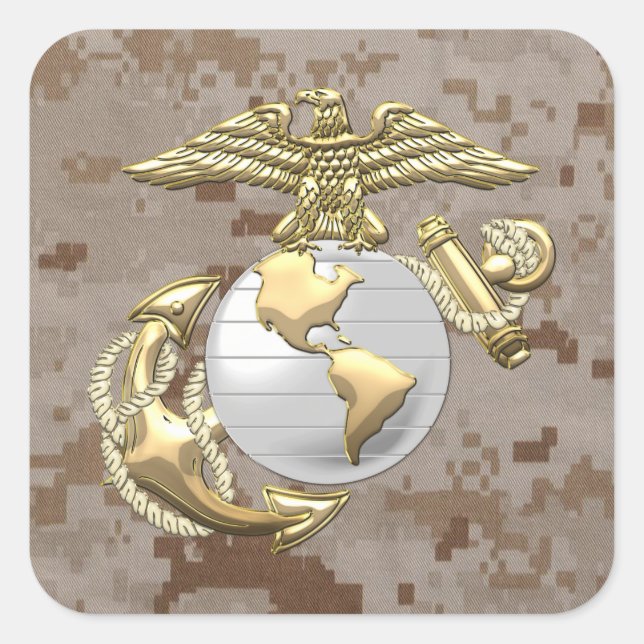 USMC Eagle, Globe & Anchor (EGA) [3D] Square Sticker (Front)