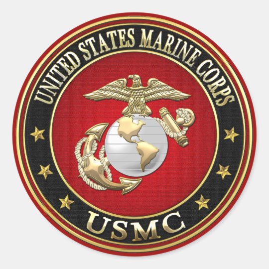 USMC EGA [Special Edition][3D] Classic Round Sticker | Zazzle.com