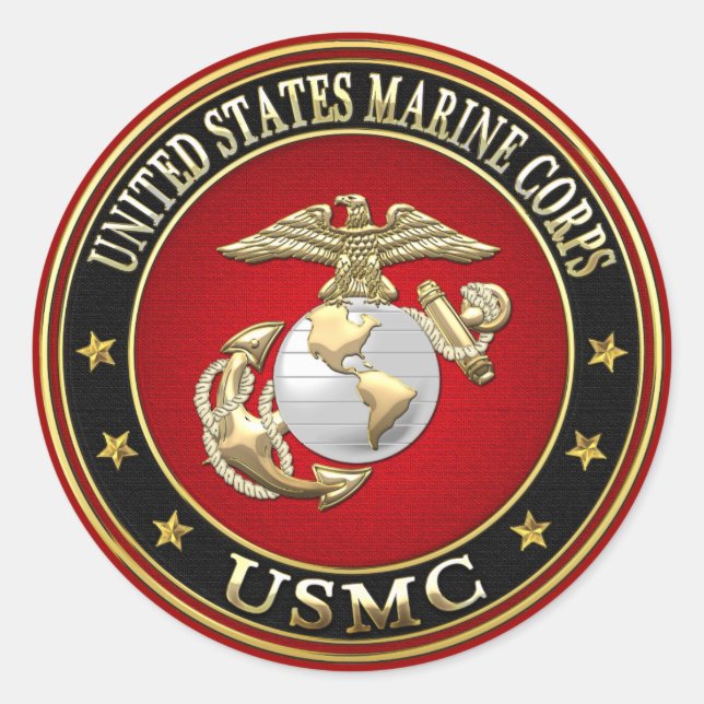 USMC EGA [Special Edition][3D] Classic Round Sticker (Front)