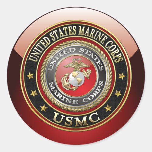 USMC Emblem Special Edition 3D Classic Round Sticker