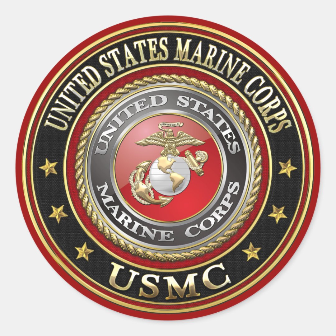 USMC Emblem [Special Edition] [3D] Classic Round Sticker | Zazzle