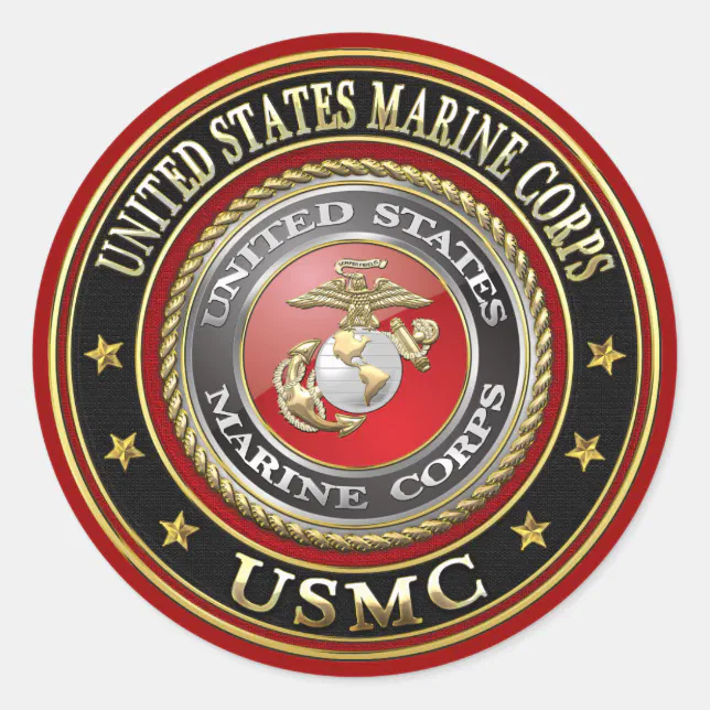 USMC Emblem [Special Edition] [3D] Classic Round Sticker (Front)