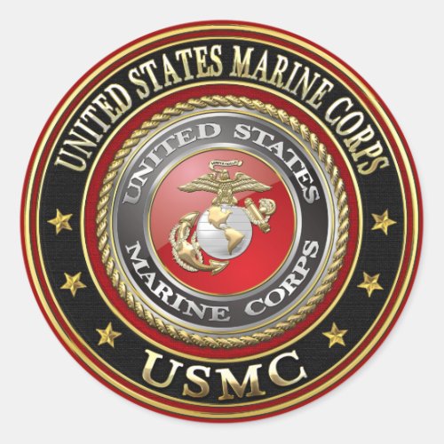 USMC Emblem Special Edition 3D Classic Round Sticker
