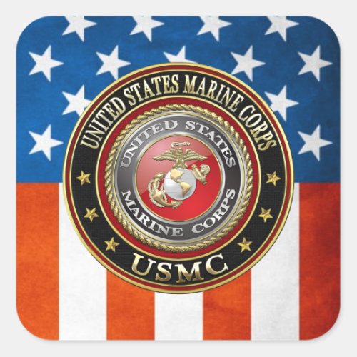USMC Emblem Special Edition 3D Square Sticker