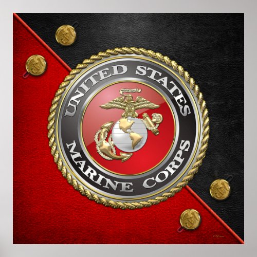 USMC Emblem  Uniform 3D Poster