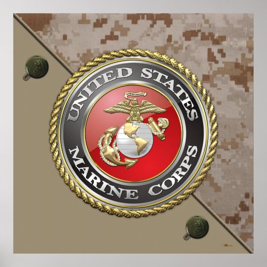 USMC Emblem & Uniform [3D] Poster | Zazzle.com