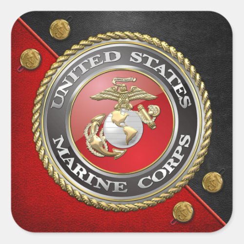 USMC Emblem  Uniform 3D Square Sticker