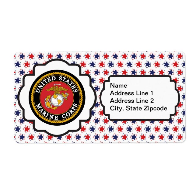 USMC Emblem with Red, White and Blue Stars Label (Front)