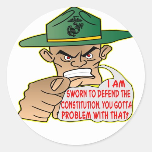 USMC Im Sworn To Defend The Constitution Classic Round Sticker