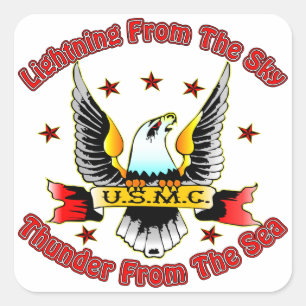 USMC Lightning From The Sky Thunder From The Sea Square Sticker