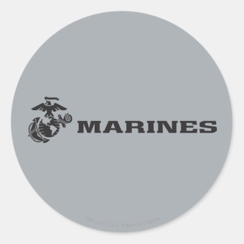 USMC Logo _ Black Classic Round Sticker