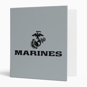USMC Logo Stacked Black Logo 3 Ring Binder