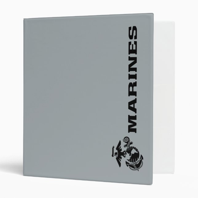USMC Logo Stacked Black Logo 3 Ring Binder (Front/Inside)