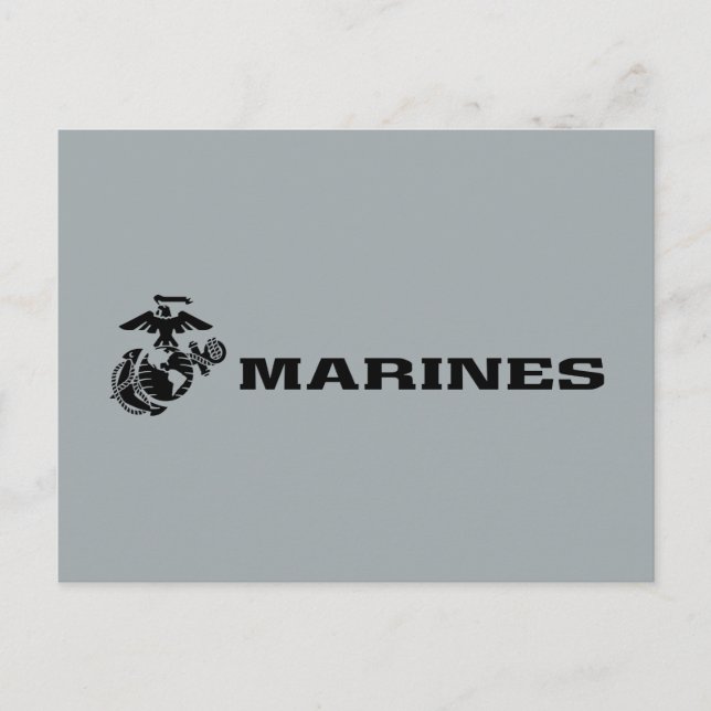 USMC Logo Stacked Black Logo Holiday Postcard (Front)