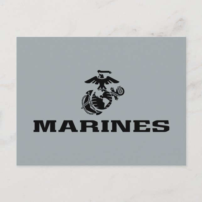USMC Logo Stacked Black Logo Holiday Postcard (Front)