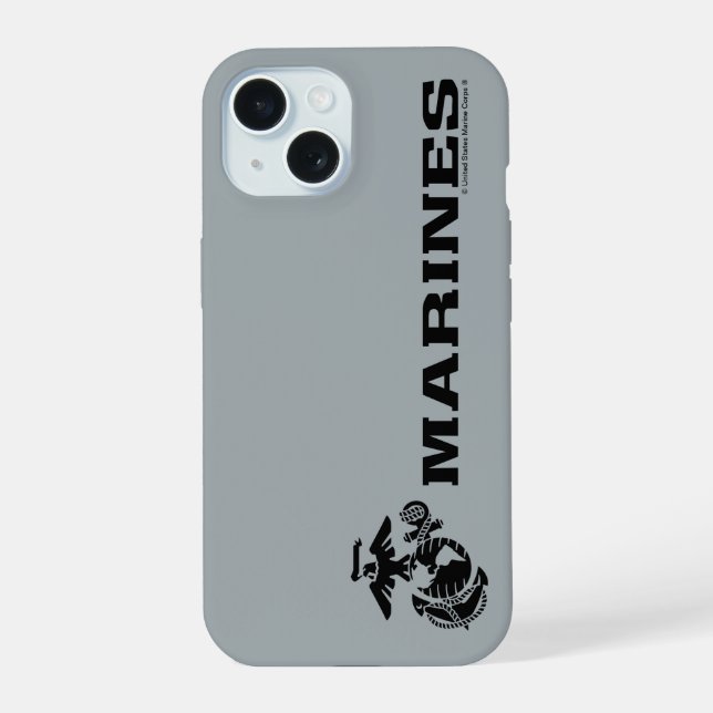 USMC Logo Stacked Black Logo Iphone Case (Back)