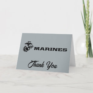 USMC Logo Stacked Black Logo Letterpress Thank You Card