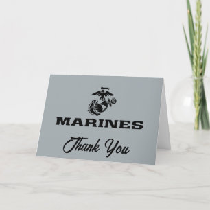 USMC Logo Stacked Black Logo Letterpress Thank You Card