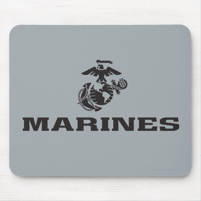 USMC Logo Stacked Black Logo Mouse Pad (Front)