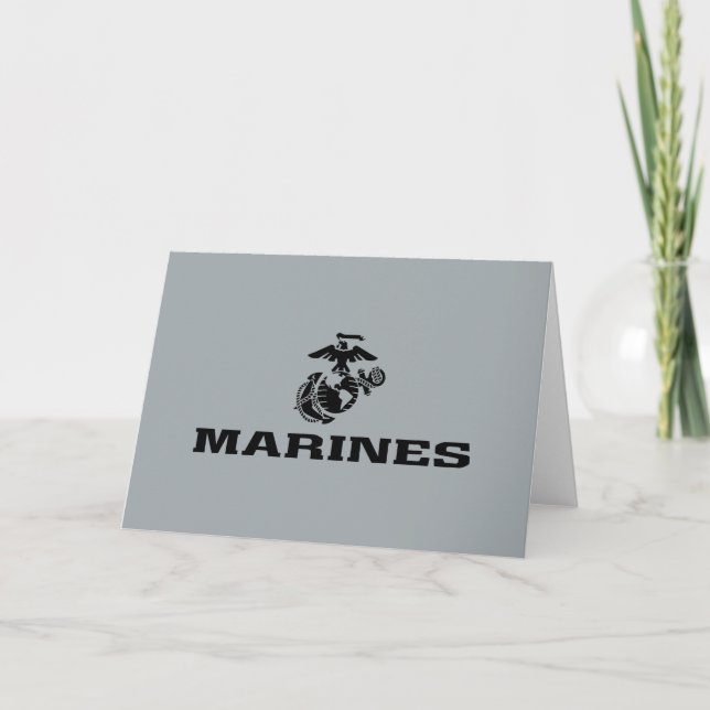 USMC Logo Stacked Black Logo Note Card (Front)