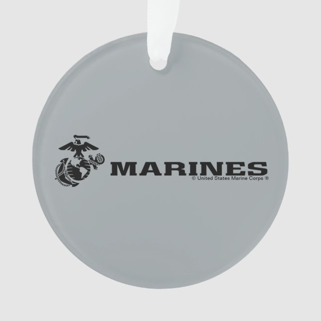 USMC Logo Stacked Black Logo Ornament (Front)