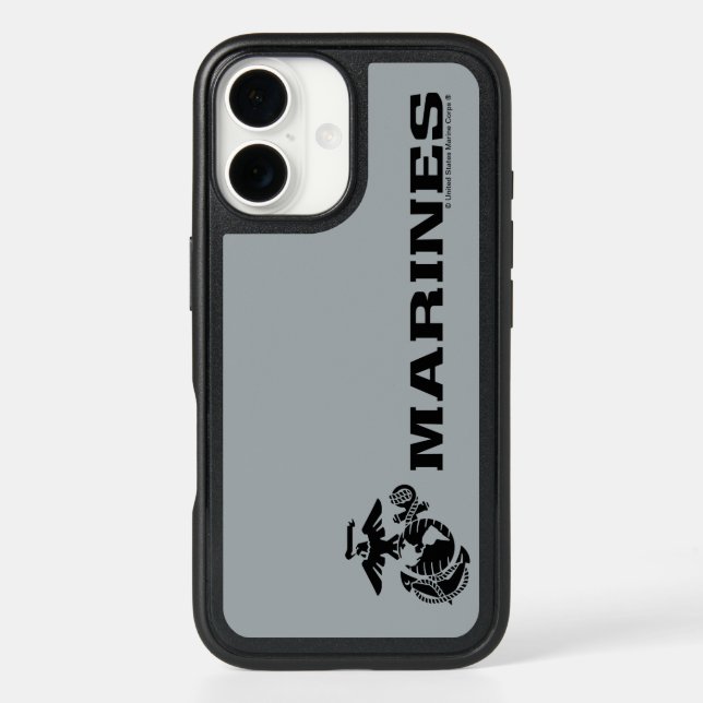 USMC Logo Stacked Black Logo Otterbox iPhone Case (Back)