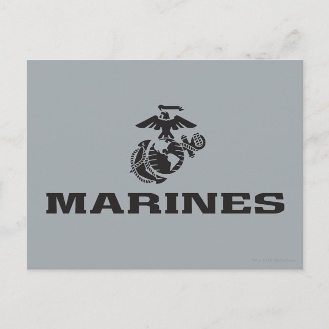 USMC Logo Stacked Black Logo Postcard (Front)