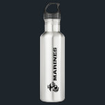 USMC Logo Stacked Black Logo Stainless Steel Water Bottle<br><div class="desc">This design features the USMC logo in a bold,  stacked layout with a black color scheme. The minimalist and commanding design highlights the strength and tradition of the United States Marine Corps.</div>