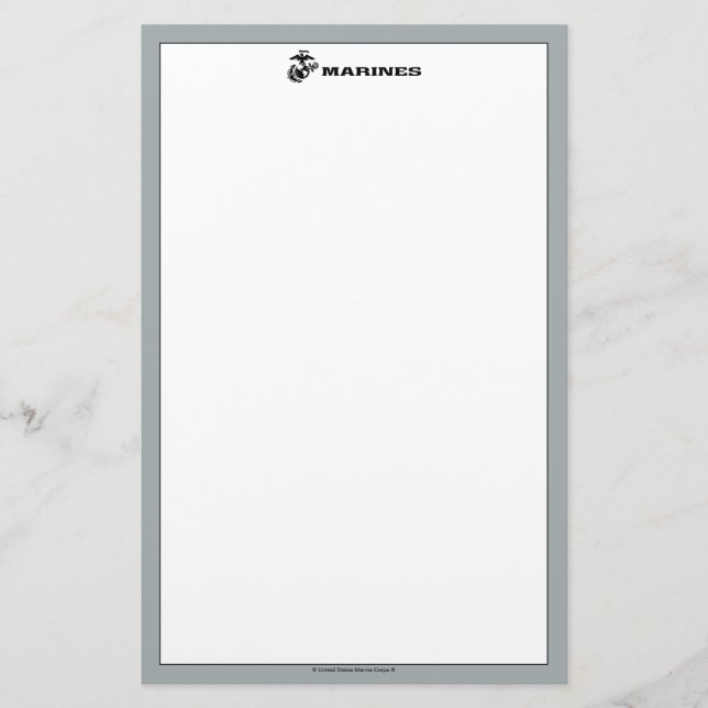 USMC Logo Stacked Black Logo Stationery (Front)